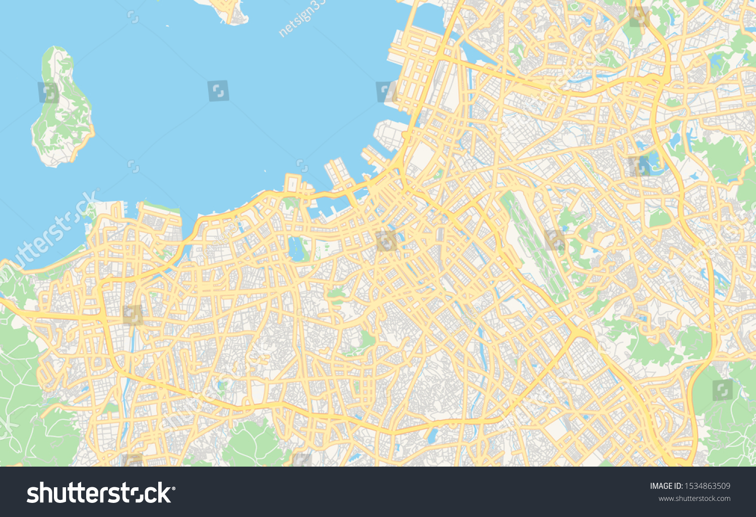 Printable street map of Fukuoka, Prefecture - Royalty Free Stock Vector ...