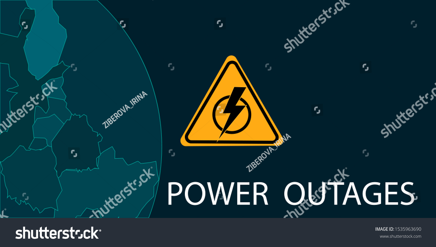 Power outage, logo on the background of the planet without electricity.Vector illustration. #1535963690