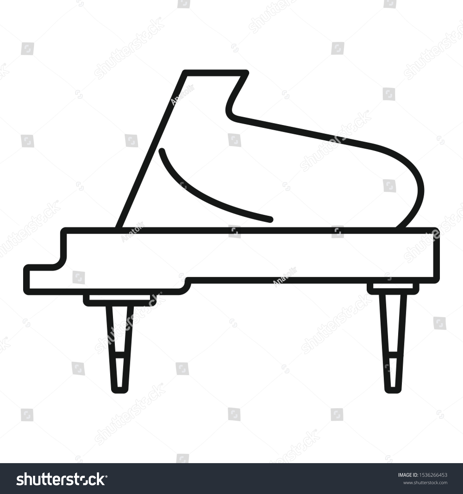 Grand piano instrument icon. Outline grand piano - Royalty Free Stock ...