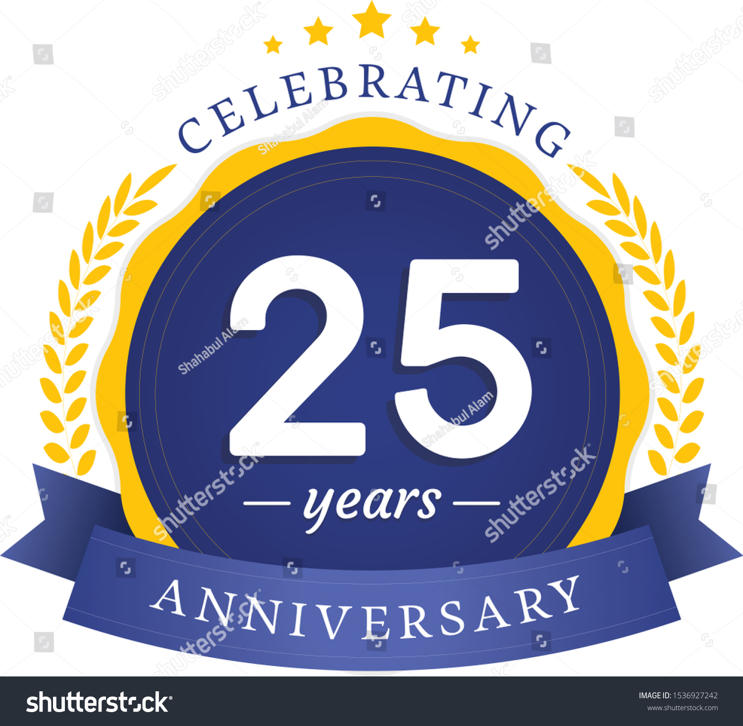 Happy 25th Anniversary Background Flat Style   Royalty Free Stock