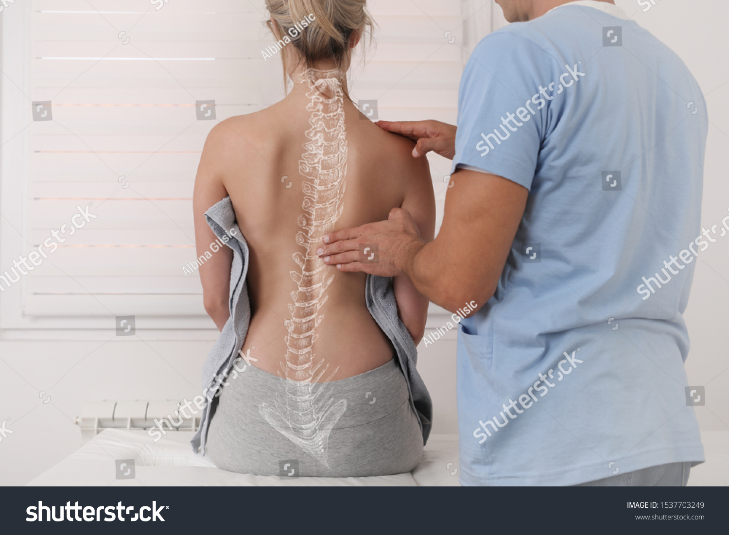 Scoliosis Spine Curve Anatomy, Posture Correction. Chiropractic treatment, Back pain relief. #1537703249