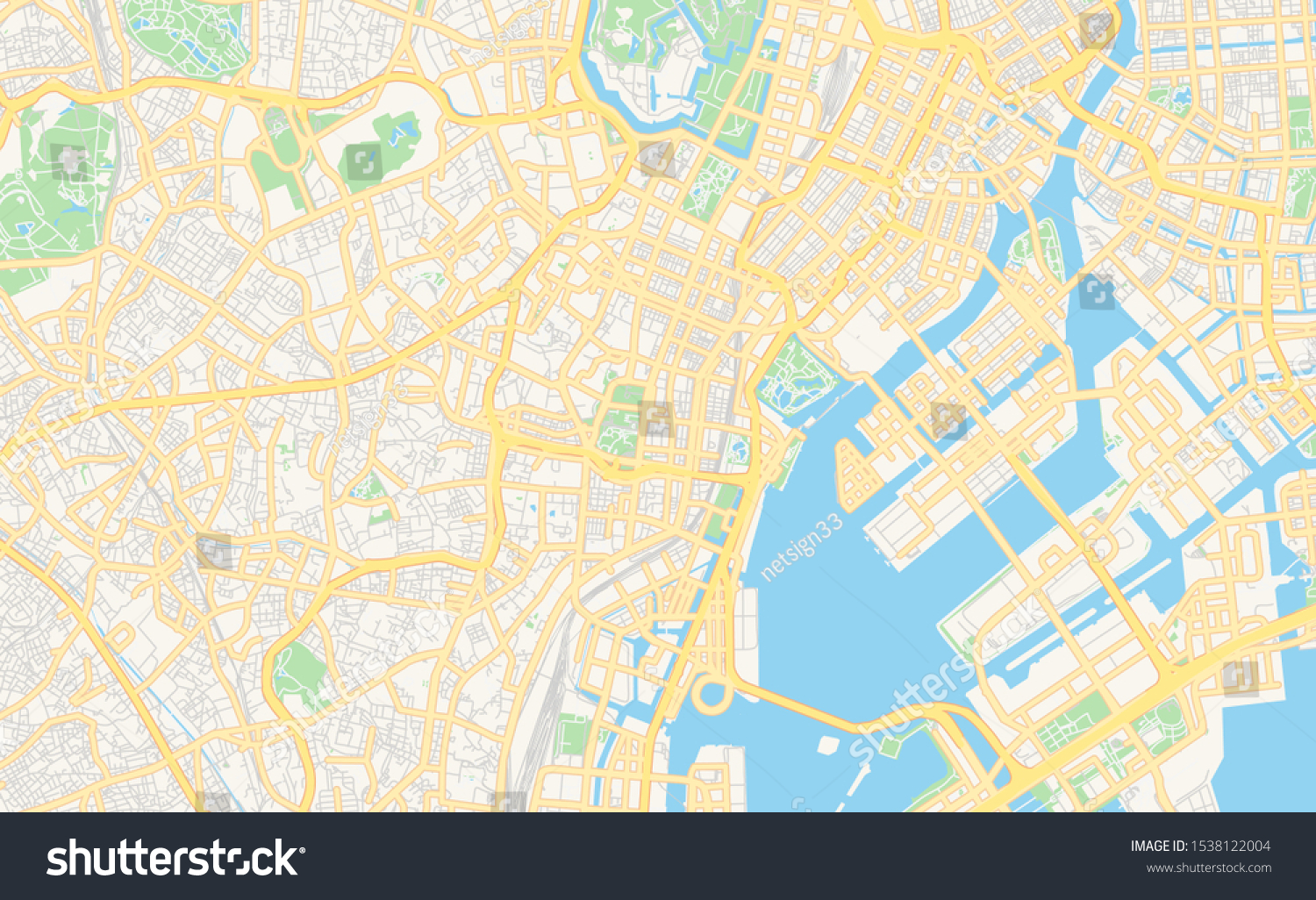 Printable street map of Minato, Prefecture Tokyo - Royalty Free Stock ...