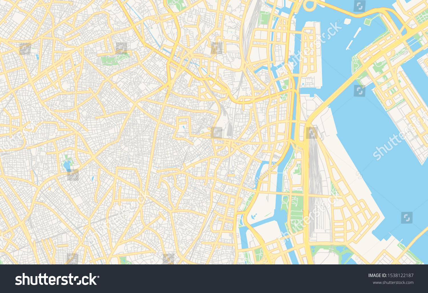 Printable street map of Shinagawa, Prefecture - Royalty Free Stock ...