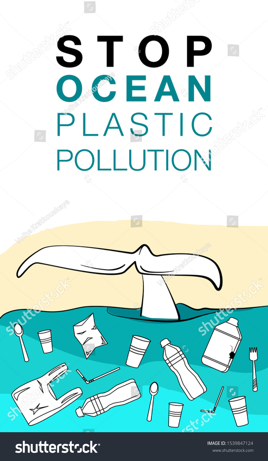 Stop ocean plastic pollution. Ecological poster - Royalty Free Stock ...