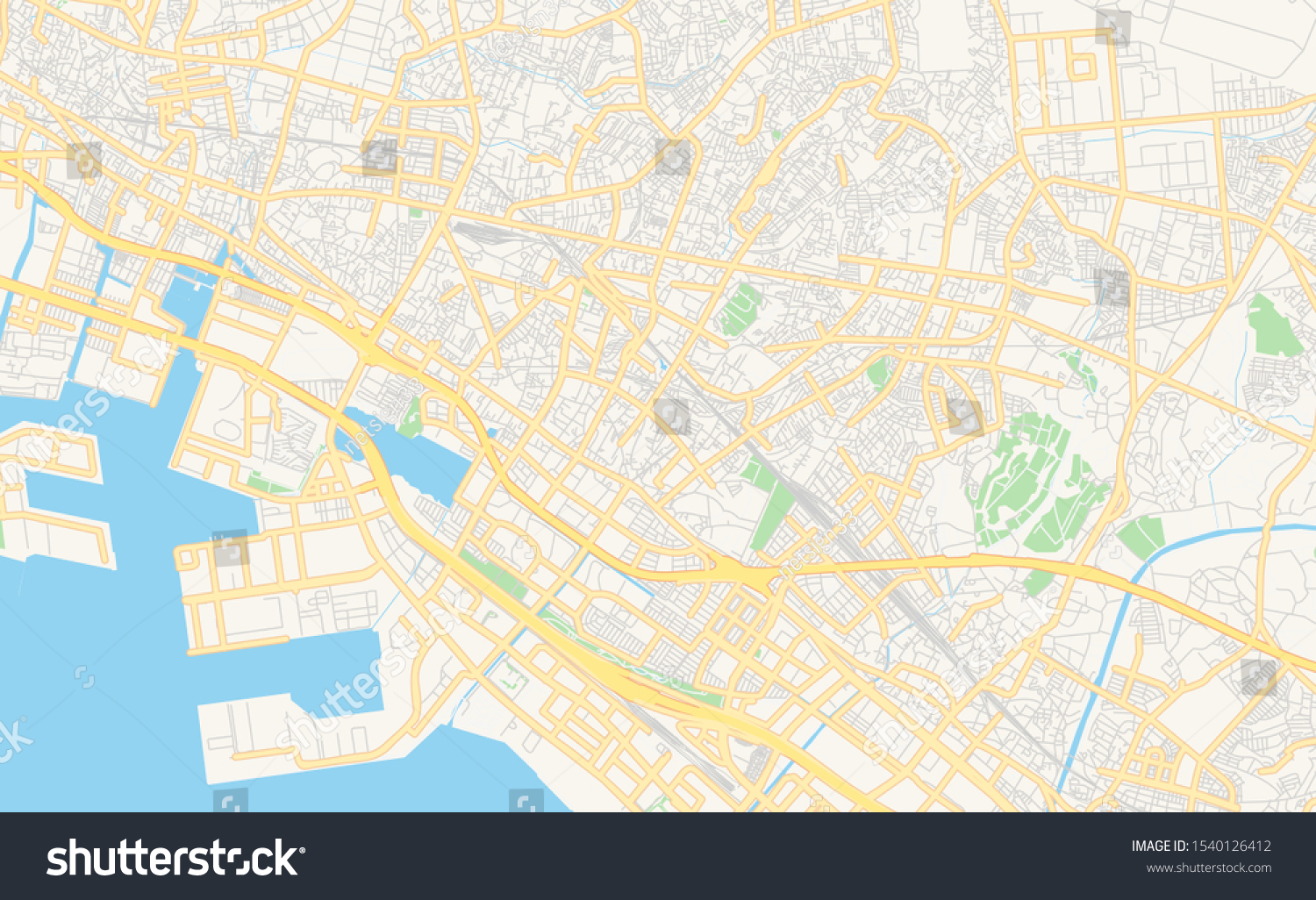 Printable street map of Narashino, Prefecture - Royalty Free Stock ...