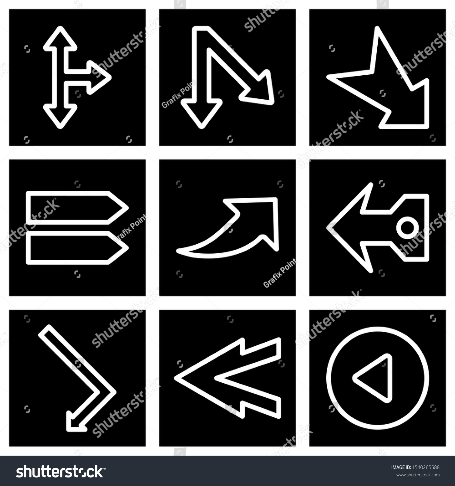 9 Arrow Icons Sheet design - Royalty Free Stock Photo 1540265588 ...