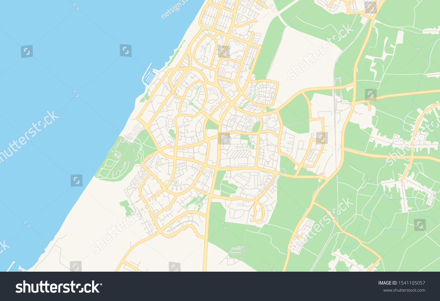 Printable street map of Ashkelon, District South - Royalty Free Stock ...