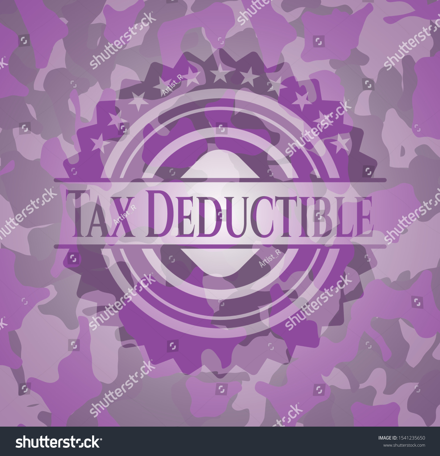 Tax Deductible pink and purple on camo pattern. Vector Illustration. Detailed. #1541235650