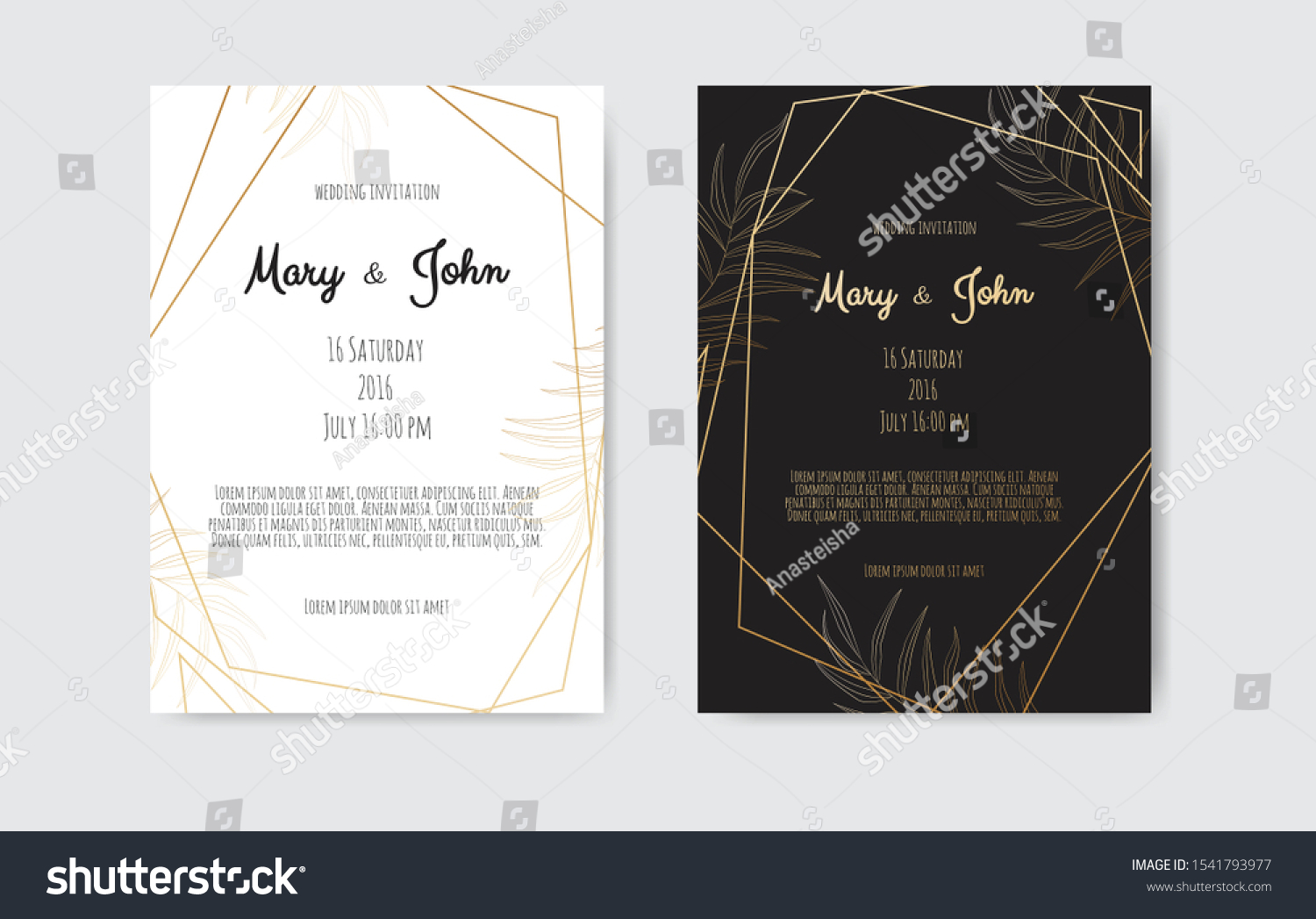 Vector invitation with gold floral elements. - Royalty Free Stock ...