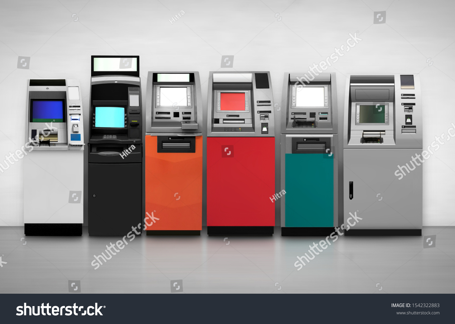 ATM self standing Smaller indoor ATMs dispense money inside convenience stores. Suitable for presenting new bank logo or new bank designs and cash campaigns. #1542322883