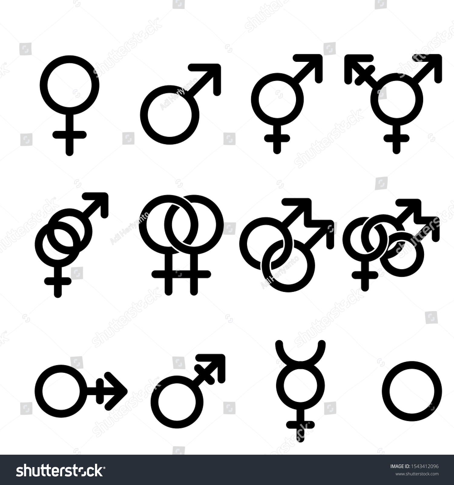 Vector outlines icons of gender symbols and - Royalty Free Stock Vector ...