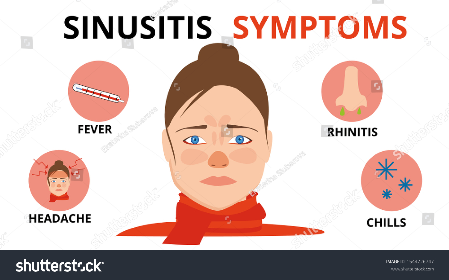 Sinusitis symptoms icons. Nasal diseases. - Royalty Free Stock Photo ...