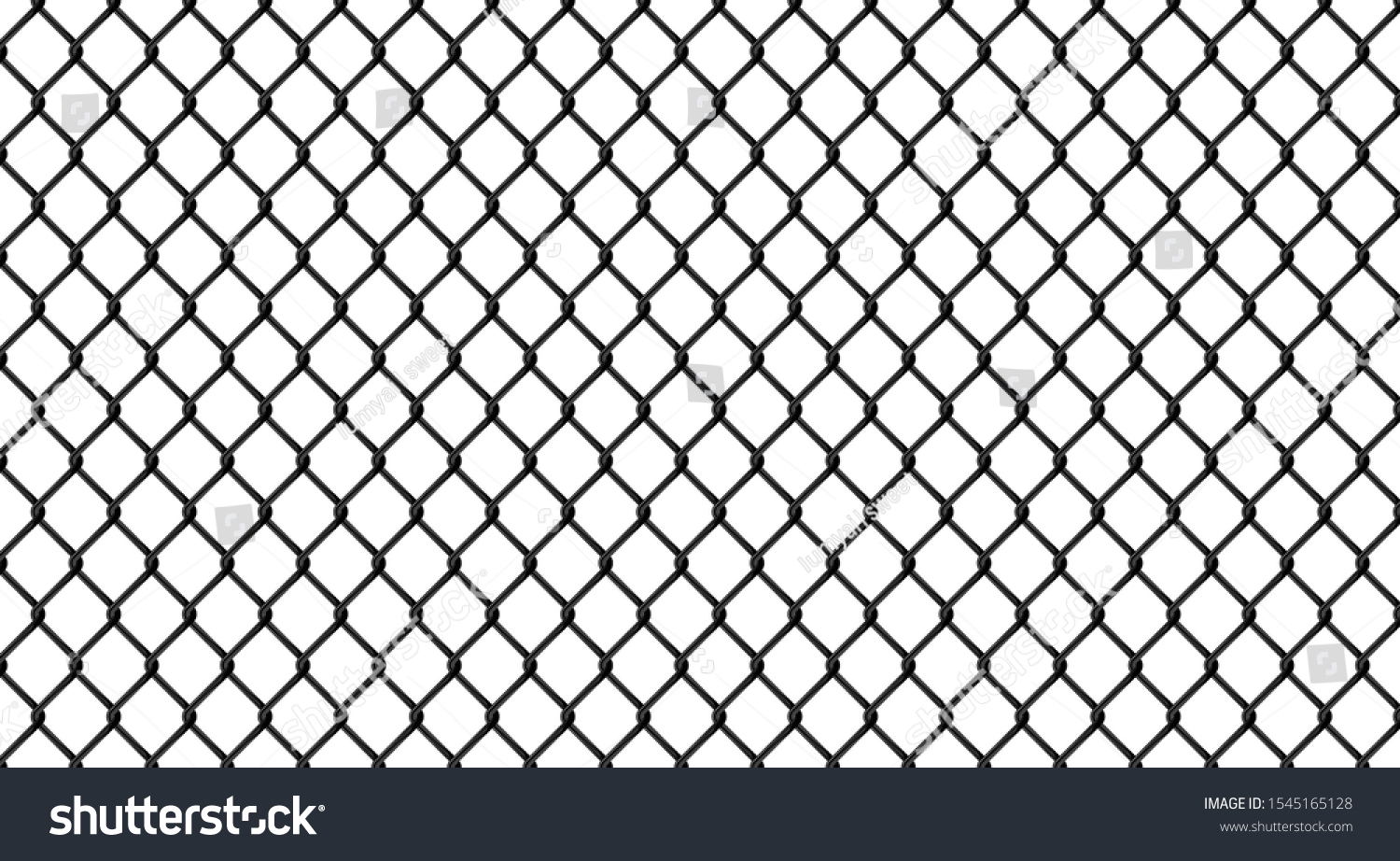 Black chrome Steel Grating seamless structure. Chainlink isolated on white background. Vector illustration. EPS 10. #1545165128
