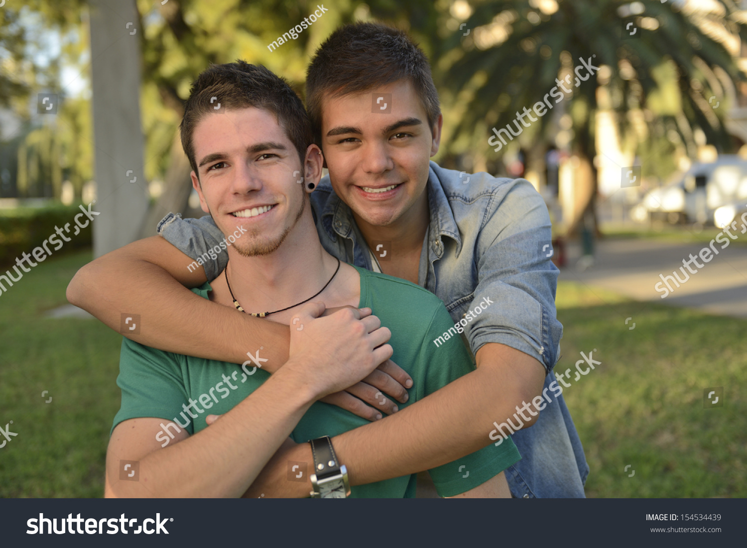 Portrait of a happy gay couple outdoors #154534439