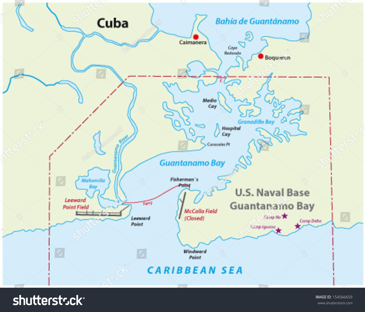 Guantanamo Bay Map - Royalty Free Stock Vector 154566659 - Avopix.com