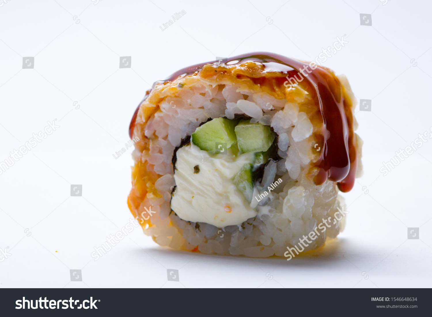 Sushi rolls eels and cucumber, cheese. Food Asian background menu #1546648634