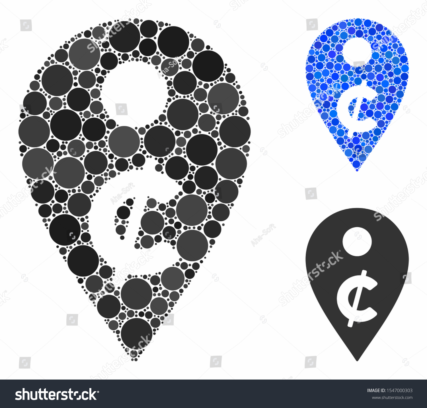 Cent map marker composition of small circles in - Royalty Free Stock ...