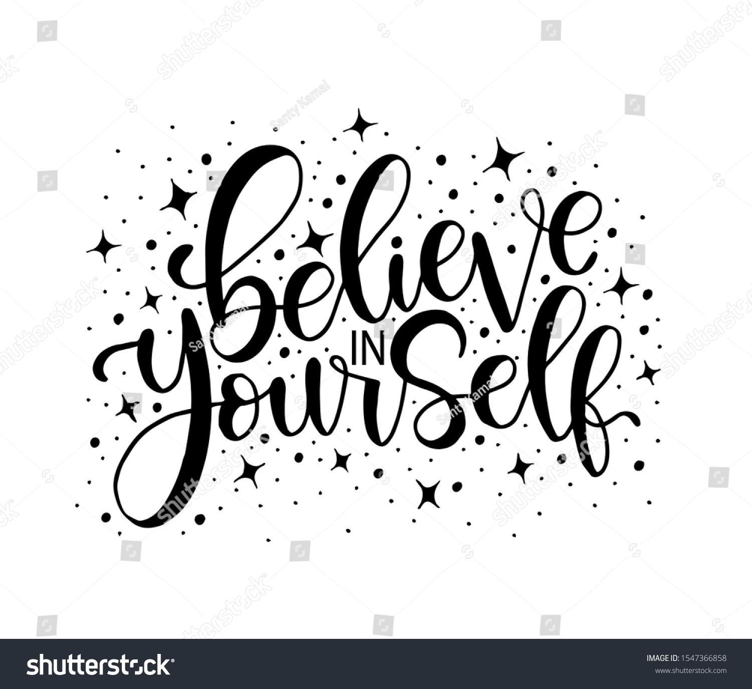 Believe In Yourself Hand Lettering Inscription Royalty Free Stock