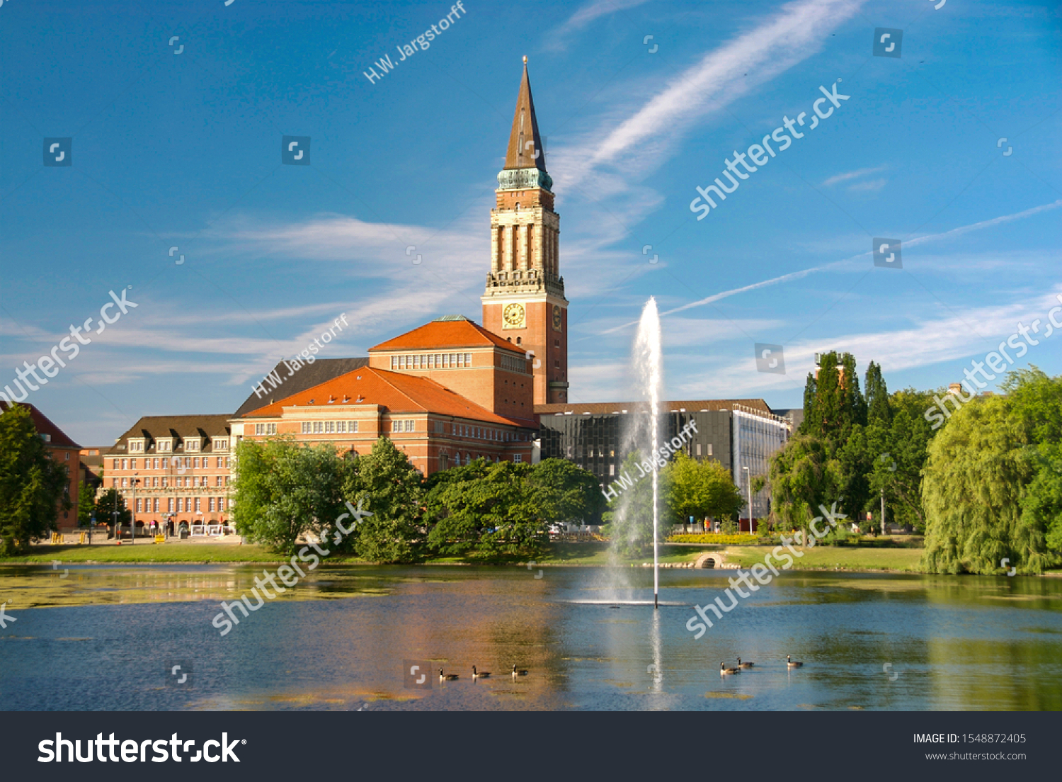 City of Kiel - Kleiner Kiel with Town Hall Tower and Opera House - Germany #1548872405