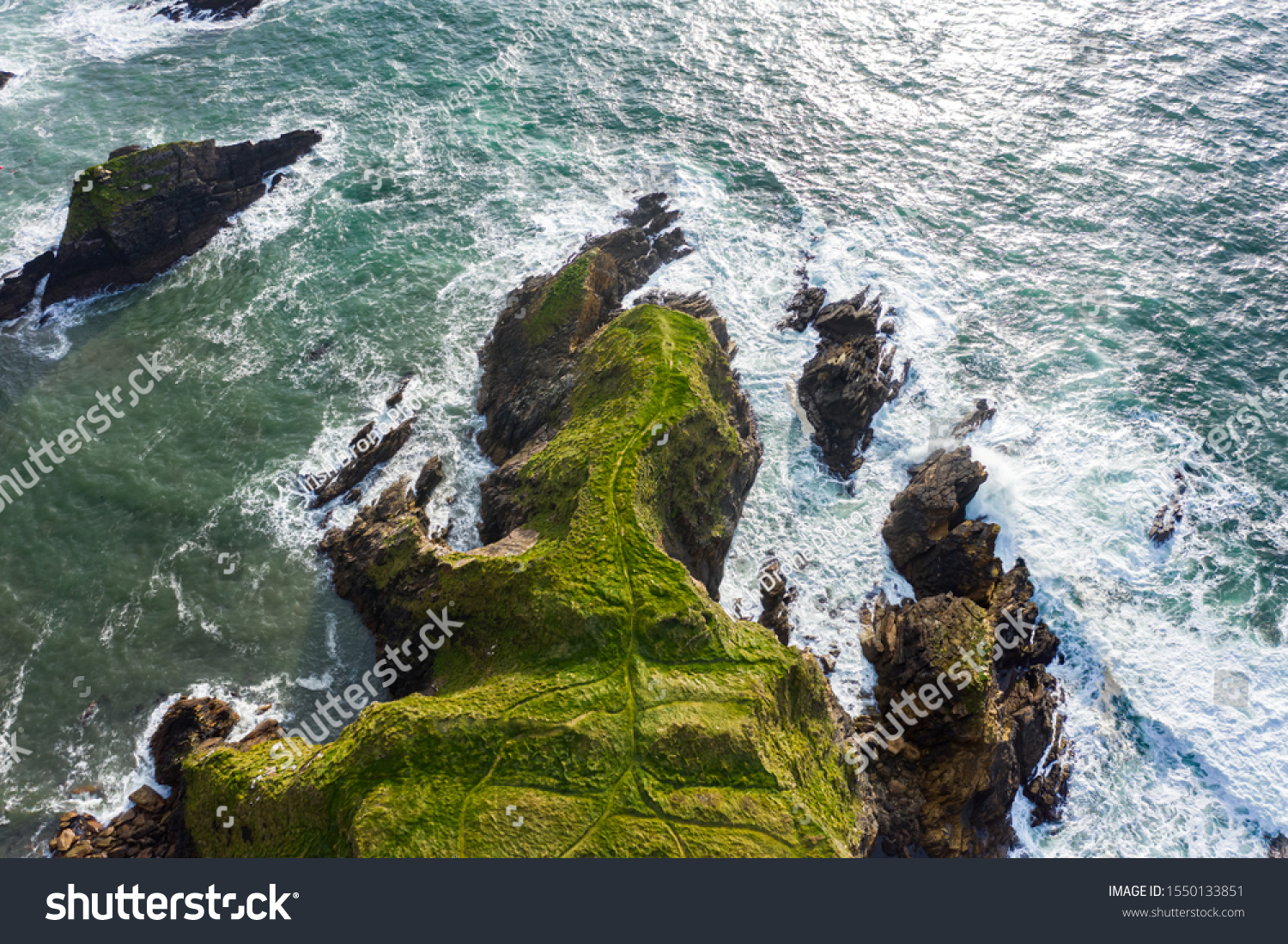 Aerial top down view, Irish coastline of Co Kerry, Wild Atlantic Way. #1550133851