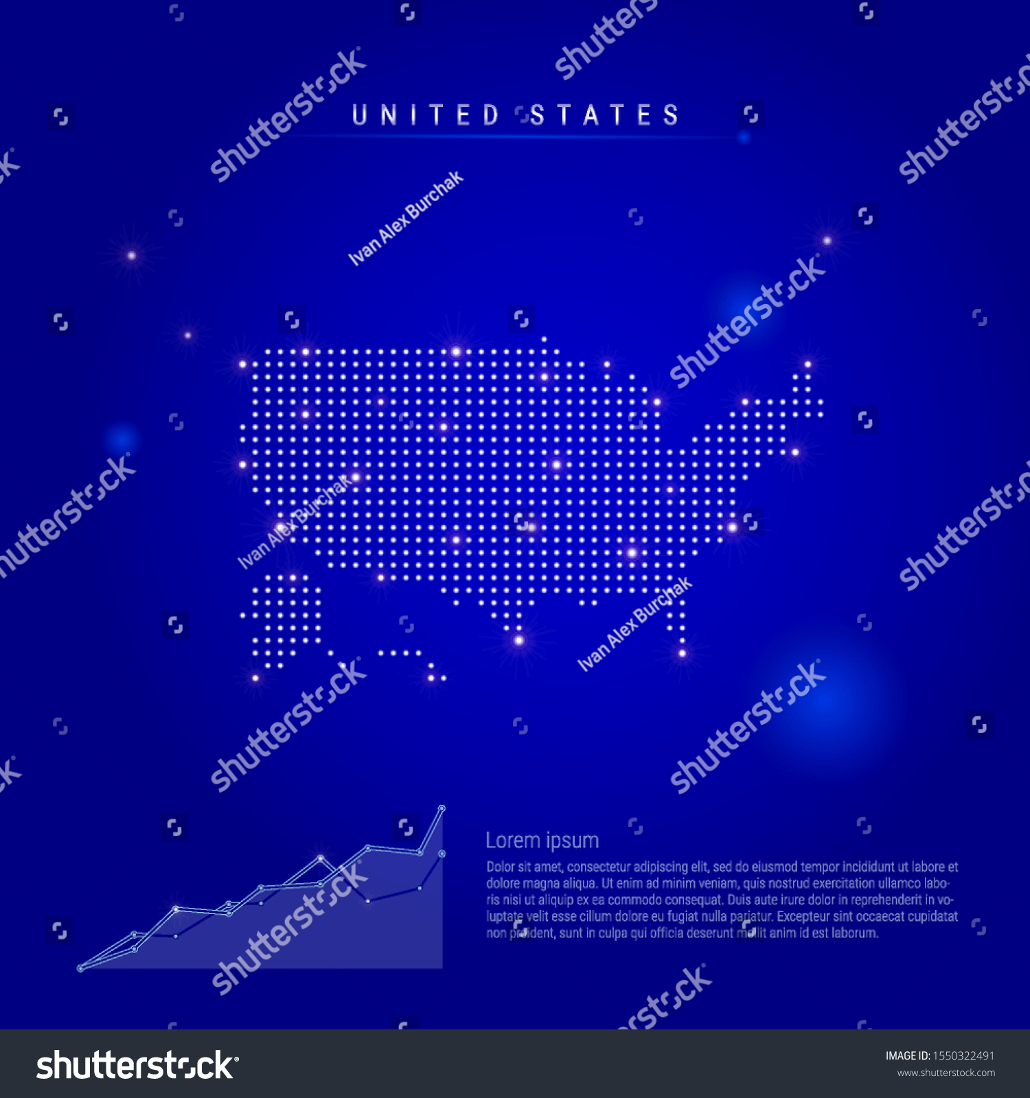 United States illuminated map with glowing dots. - Royalty Free Stock ...