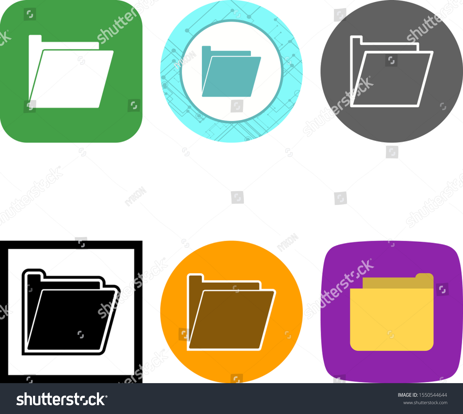 6 Folder Icons For Personal And Commercial Use.. - Royalty Free Stock ...