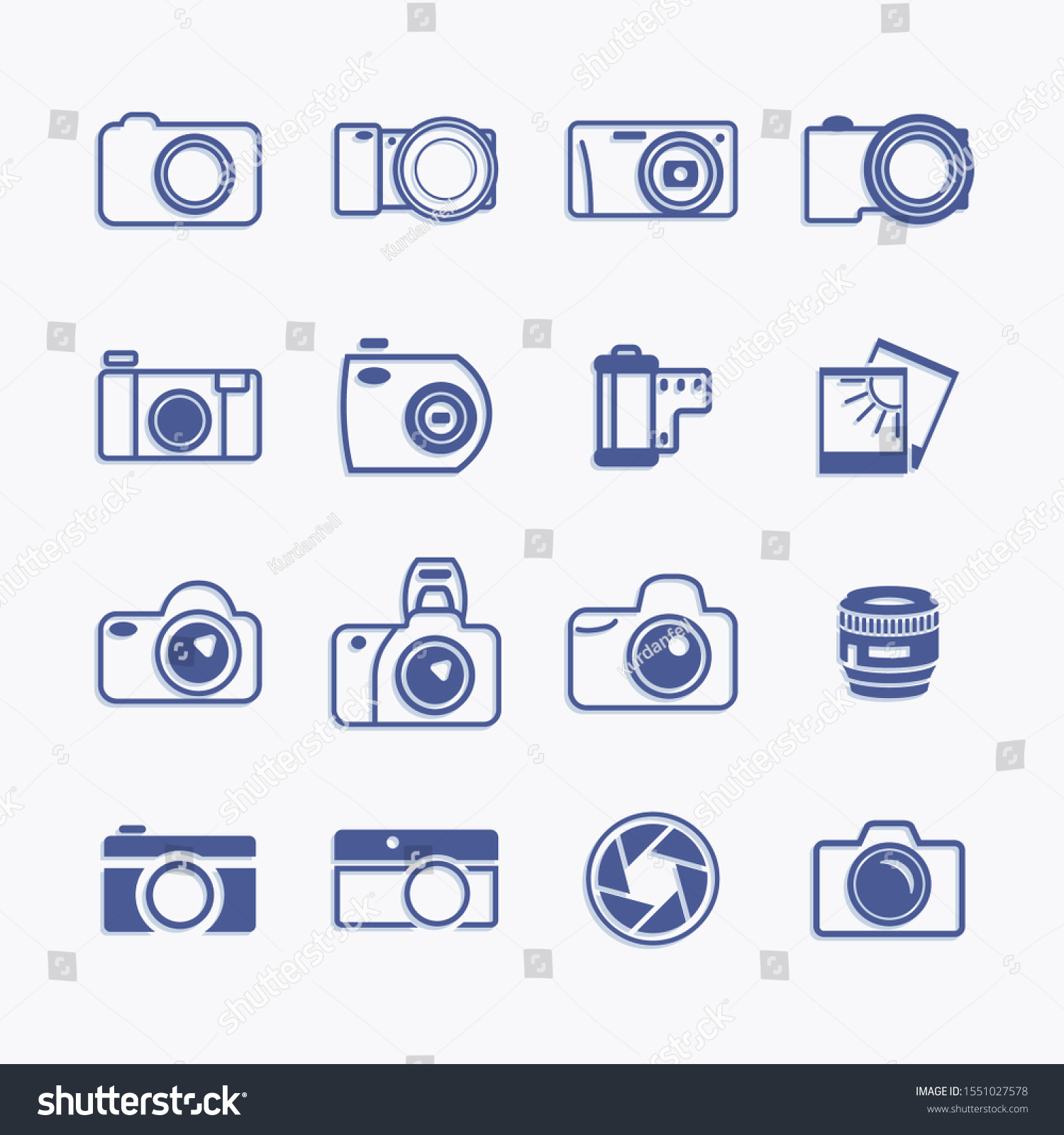 Camera pictogram icons. Photography line vector - Royalty Free Stock ...