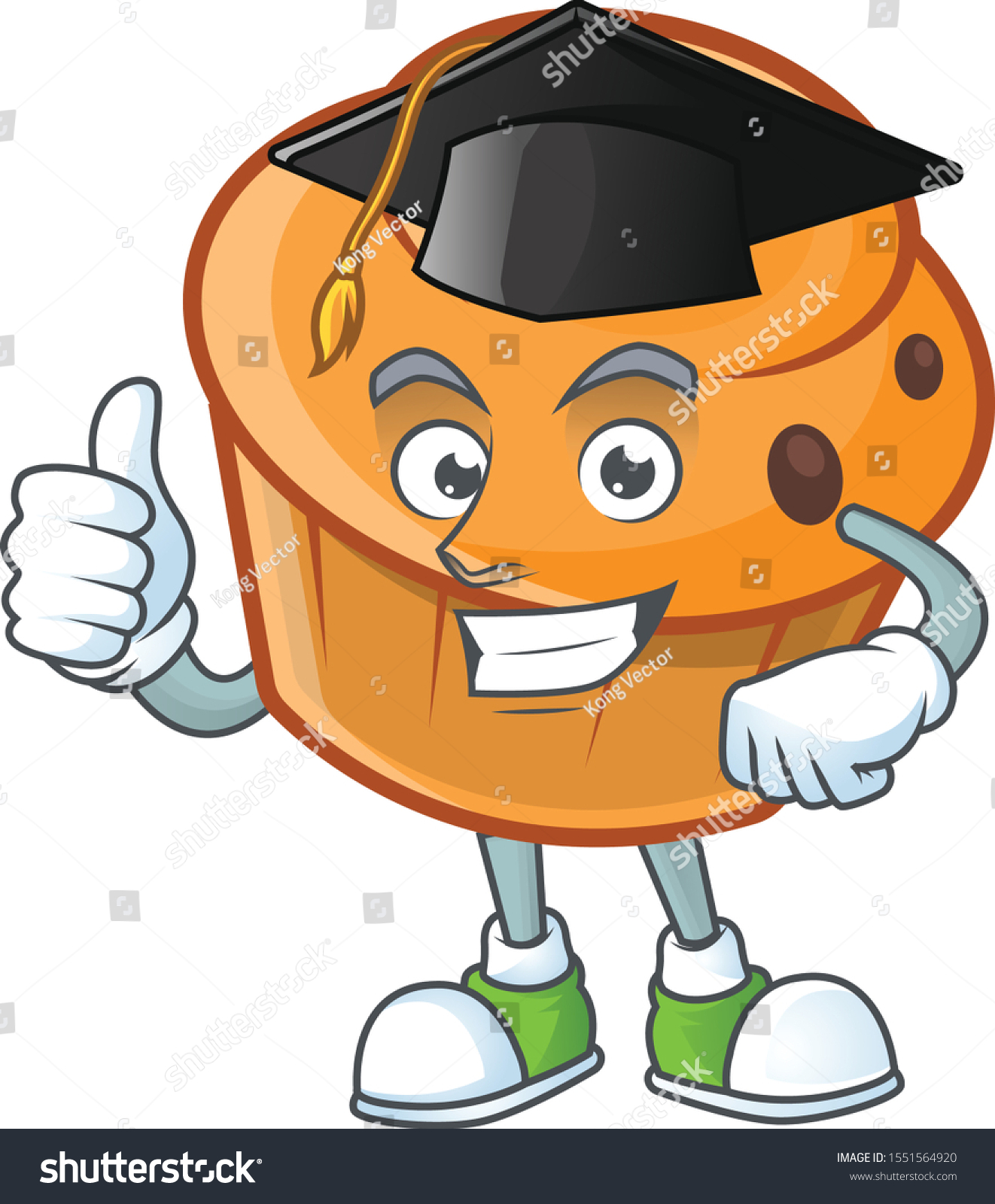 Cartoon brioche in the graduation hat character - Royalty Free Stock ...