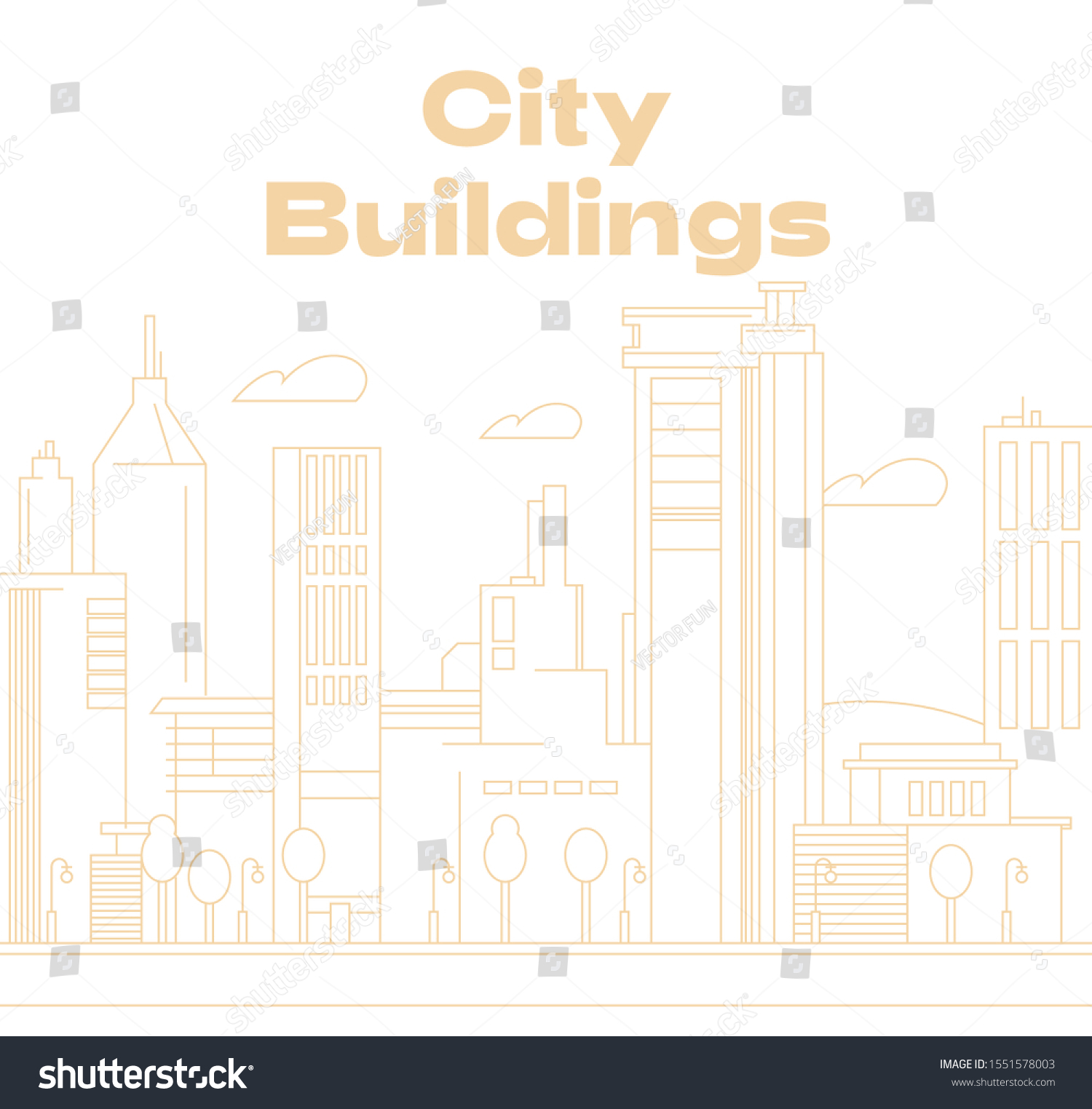 Modern city buildings template, editable strokes - Royalty Free Stock ...