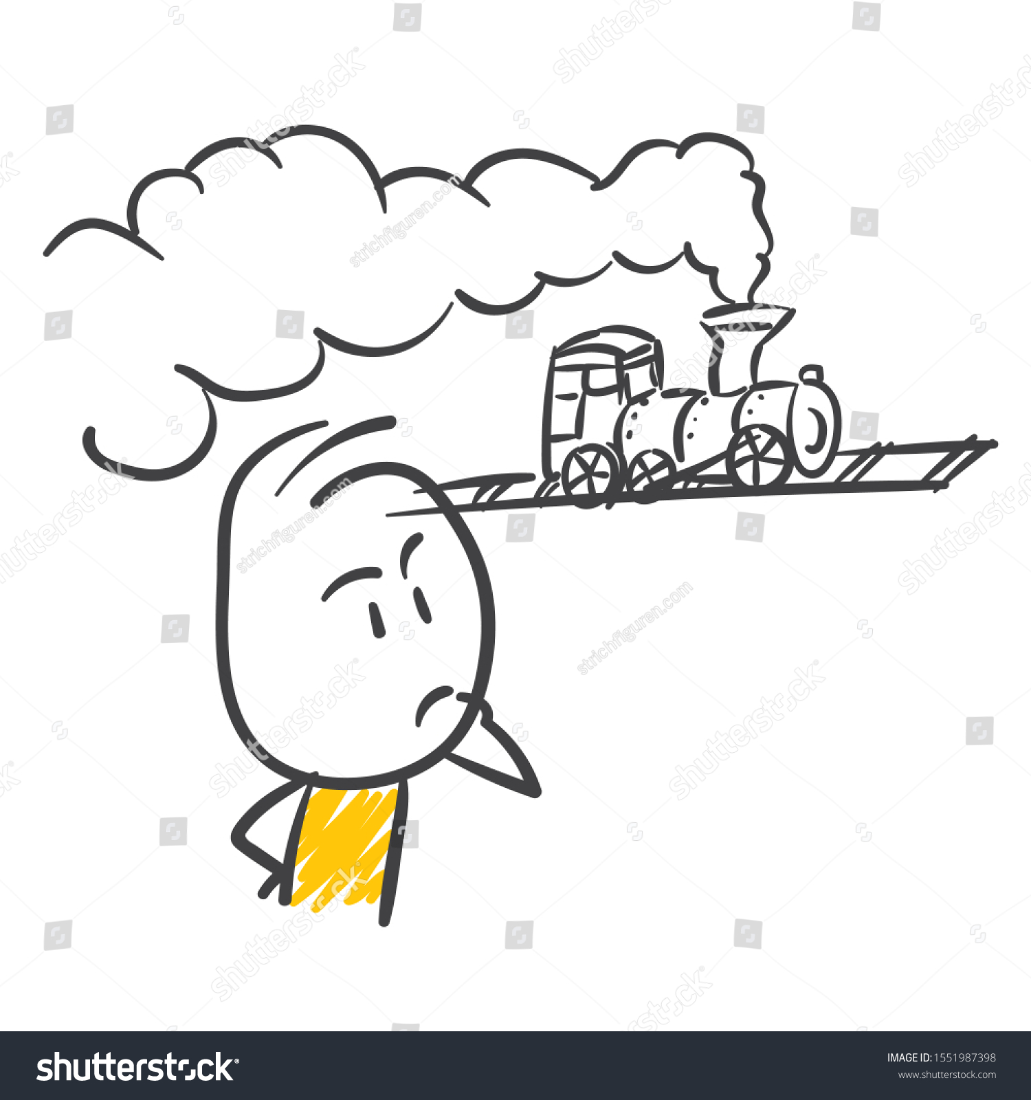 Stickman With Train Idea Vector - Royalty Free Stock Vector 1551987398 ...