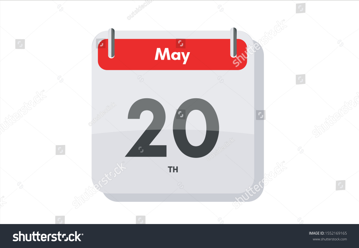 May 20th calendar icon. Day 20 of month. Vector Royalty Free Stock