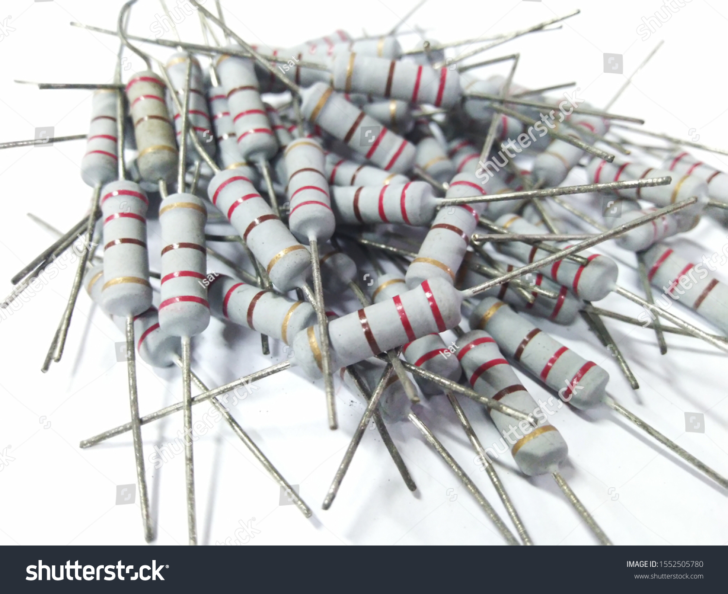 many electronic resistor on white background, Resistors in electronic lab.Clipping Path #1552505780