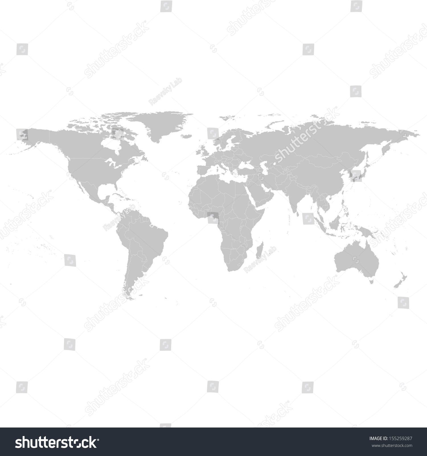 Grey Political World Map Illustration #155259287