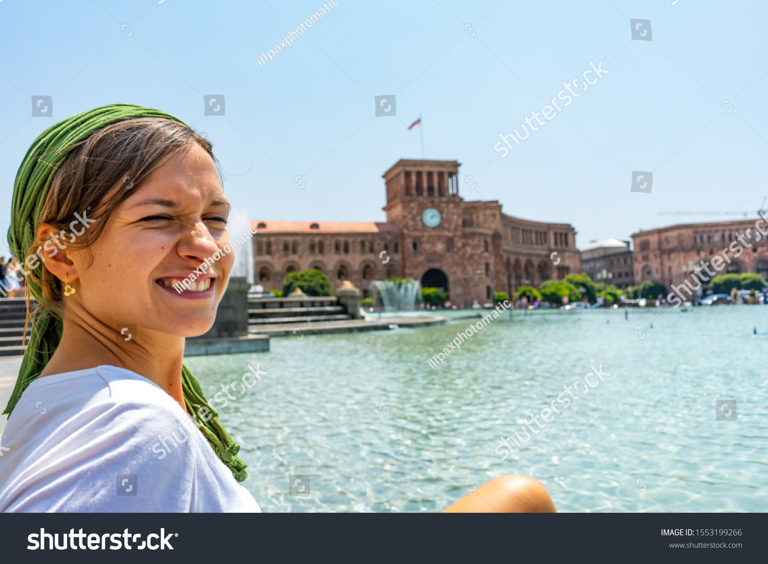 happy tourist visiting Yerevan city, the capital of Armenia, Caucasus #1553199266