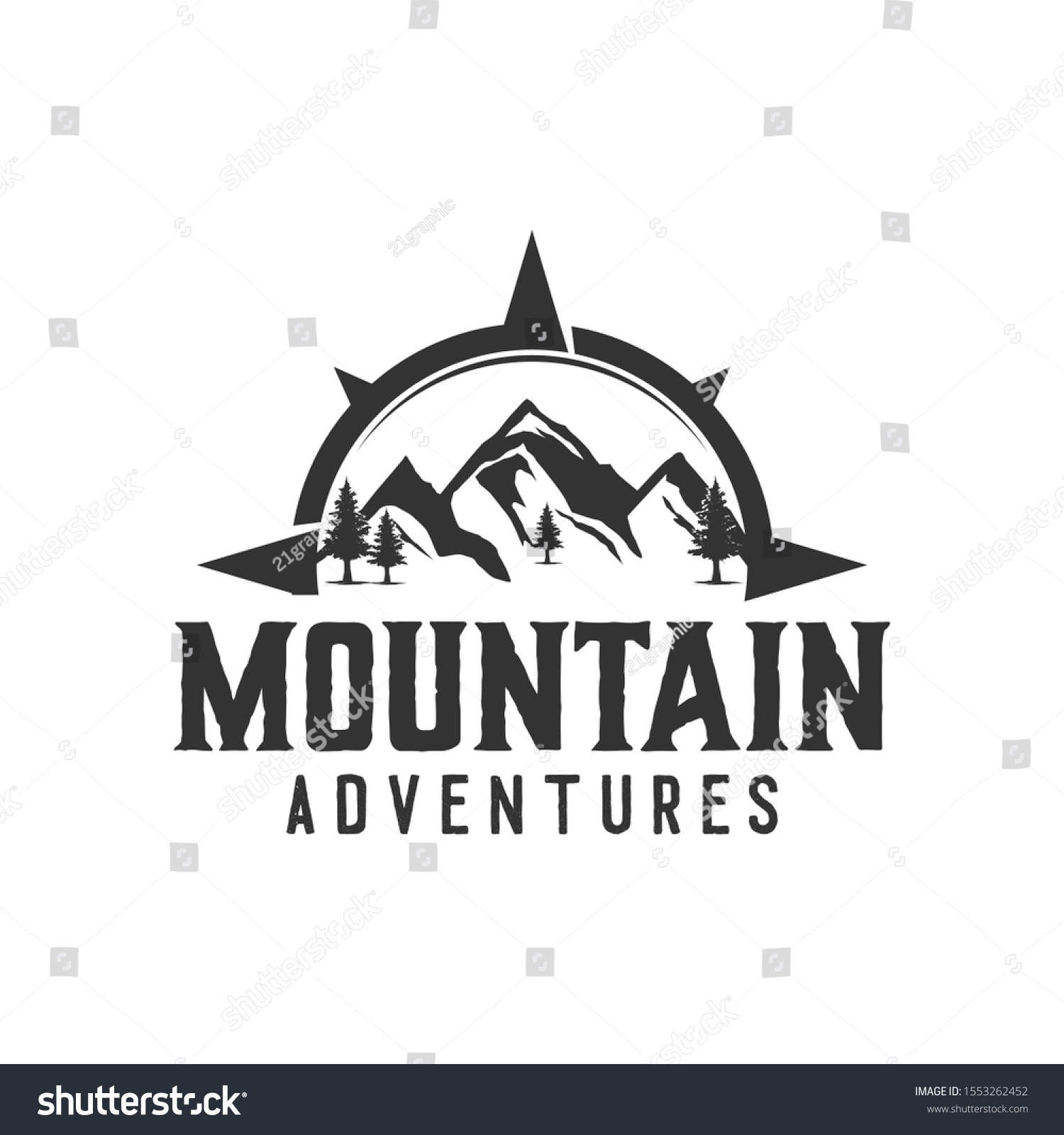 Mountain logo outdoor emblem circle - adventure - Royalty Free Stock ...