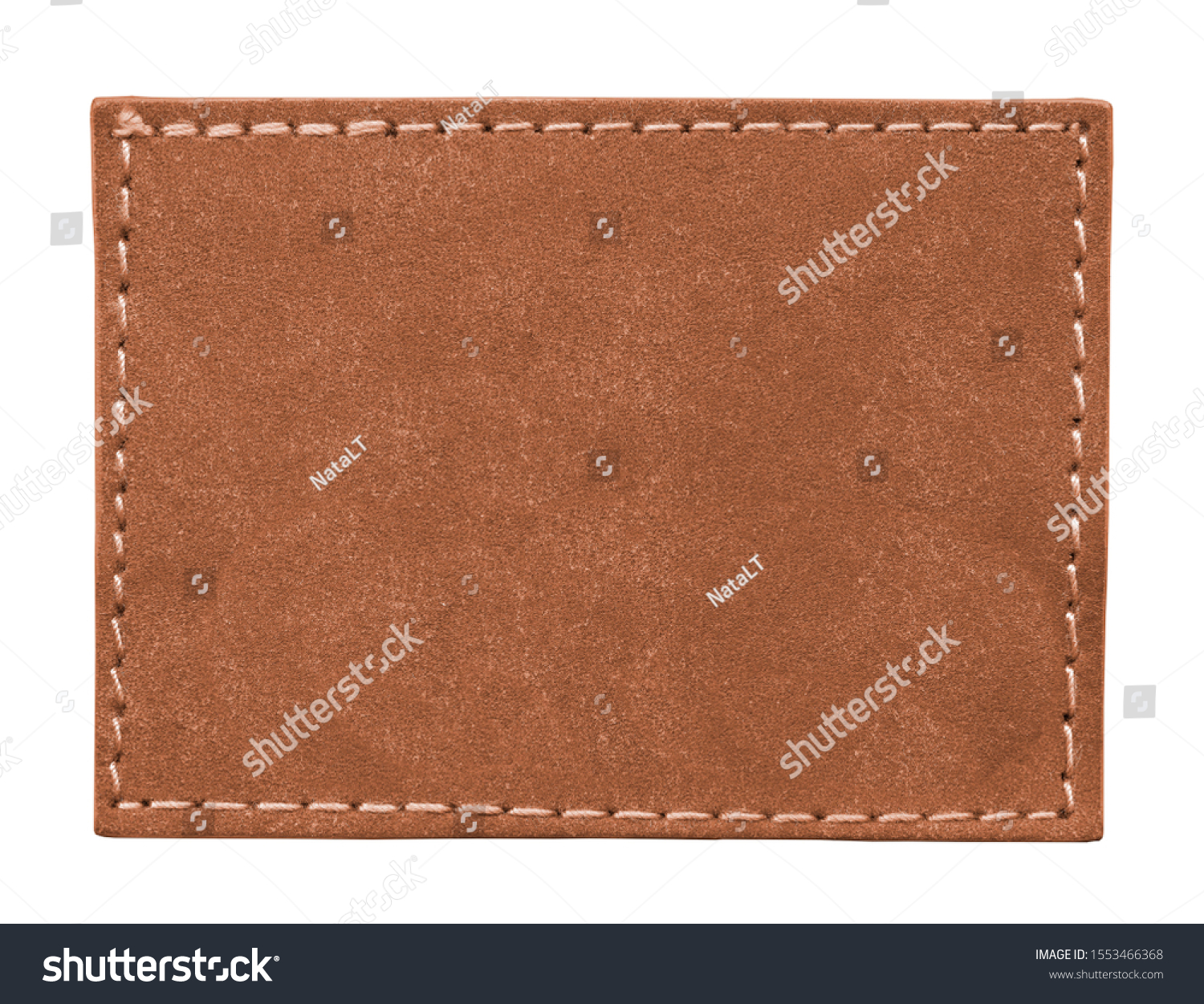 blank reddish-brown leather label isolated on white  #1553466368