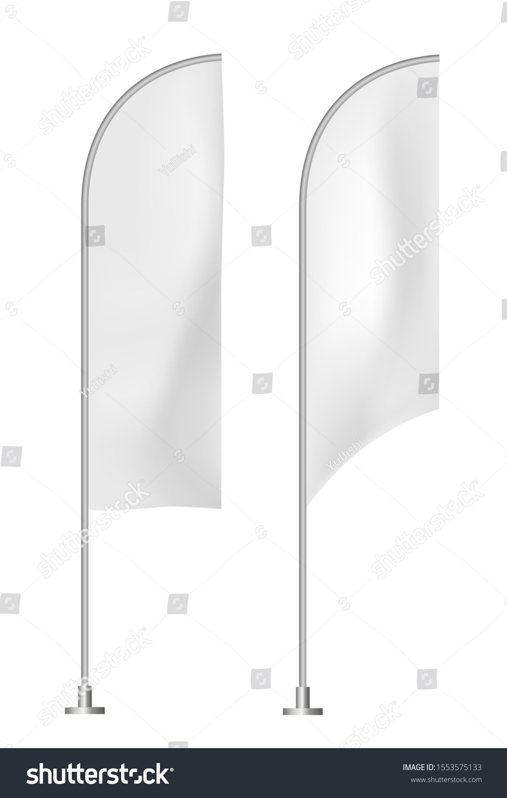 Download Two White Vertical Promo Flags 3d Vector Royalty Free Stock Vector 1553575133 Avopix Com