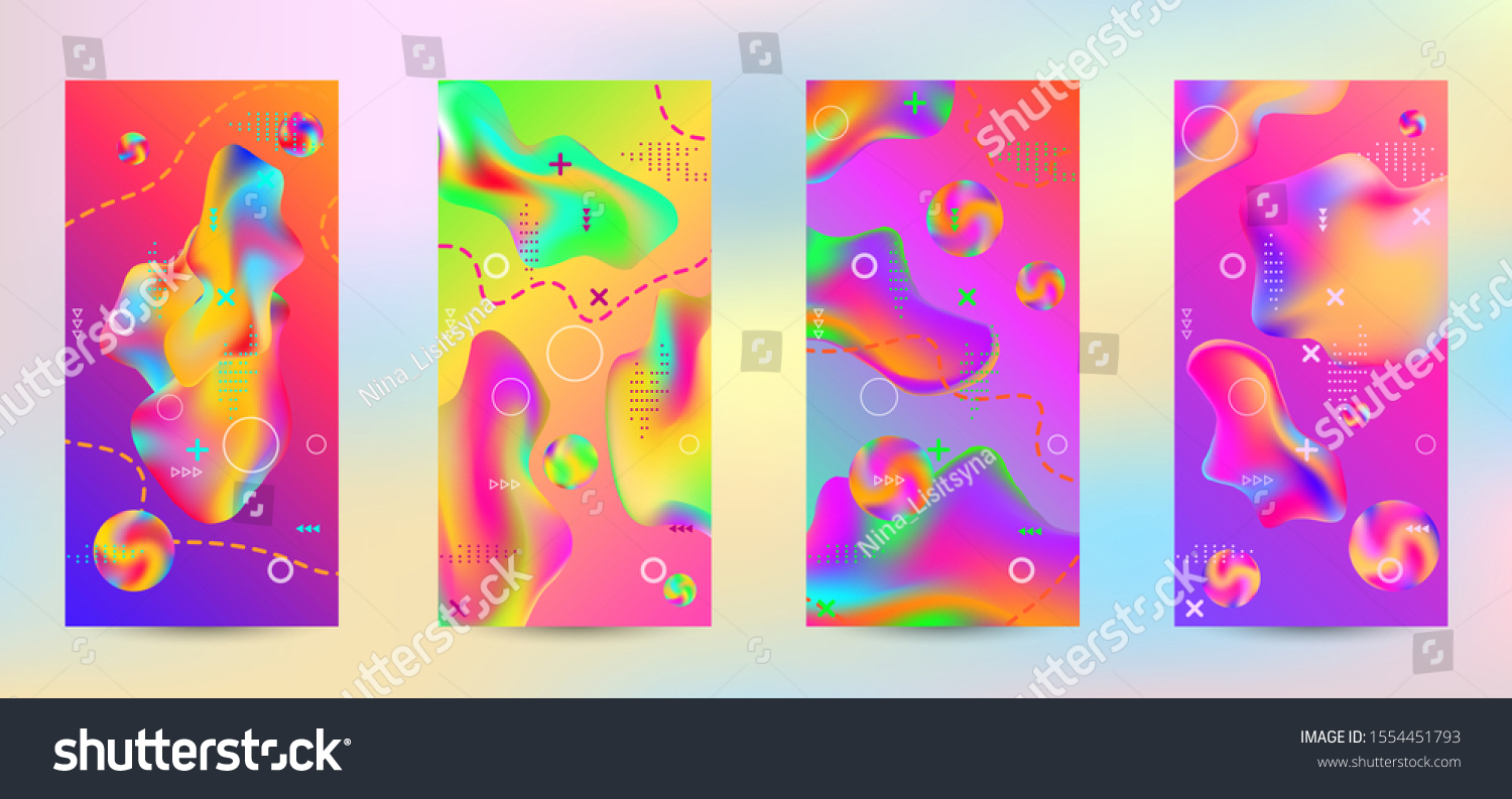 Minimum vector coverage. A set of modern abstract covers. Creative fluid backgrounds from current forms to design a fashionable abstract cover, banner, poster, booklet. #1554451793