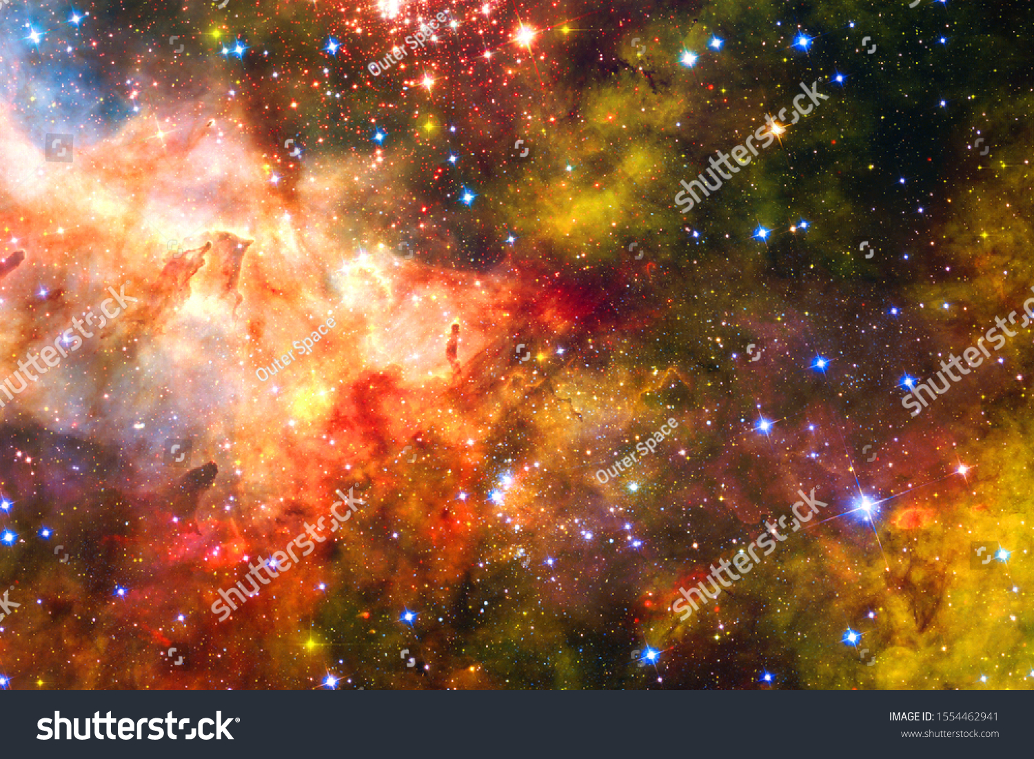 Nebula and galaxies in space. Elements of this image furnished by NASA. #1554462941