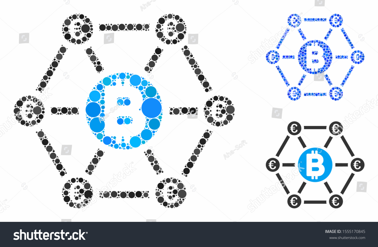 Bitcoin Euro Financial Network Mosaic Of Round - Royalty Free Stock ...