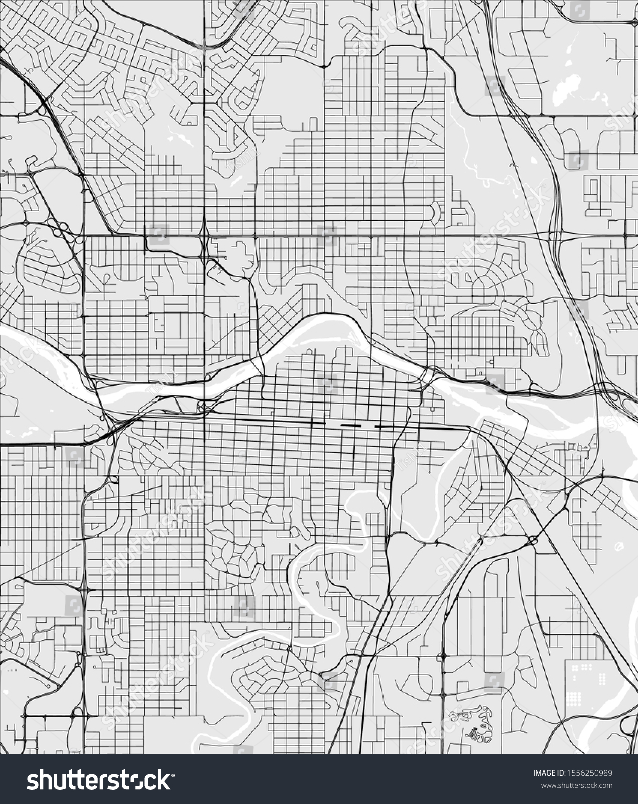 vector map of the city of Calgary, Canada - Royalty Free Stock Vector ...