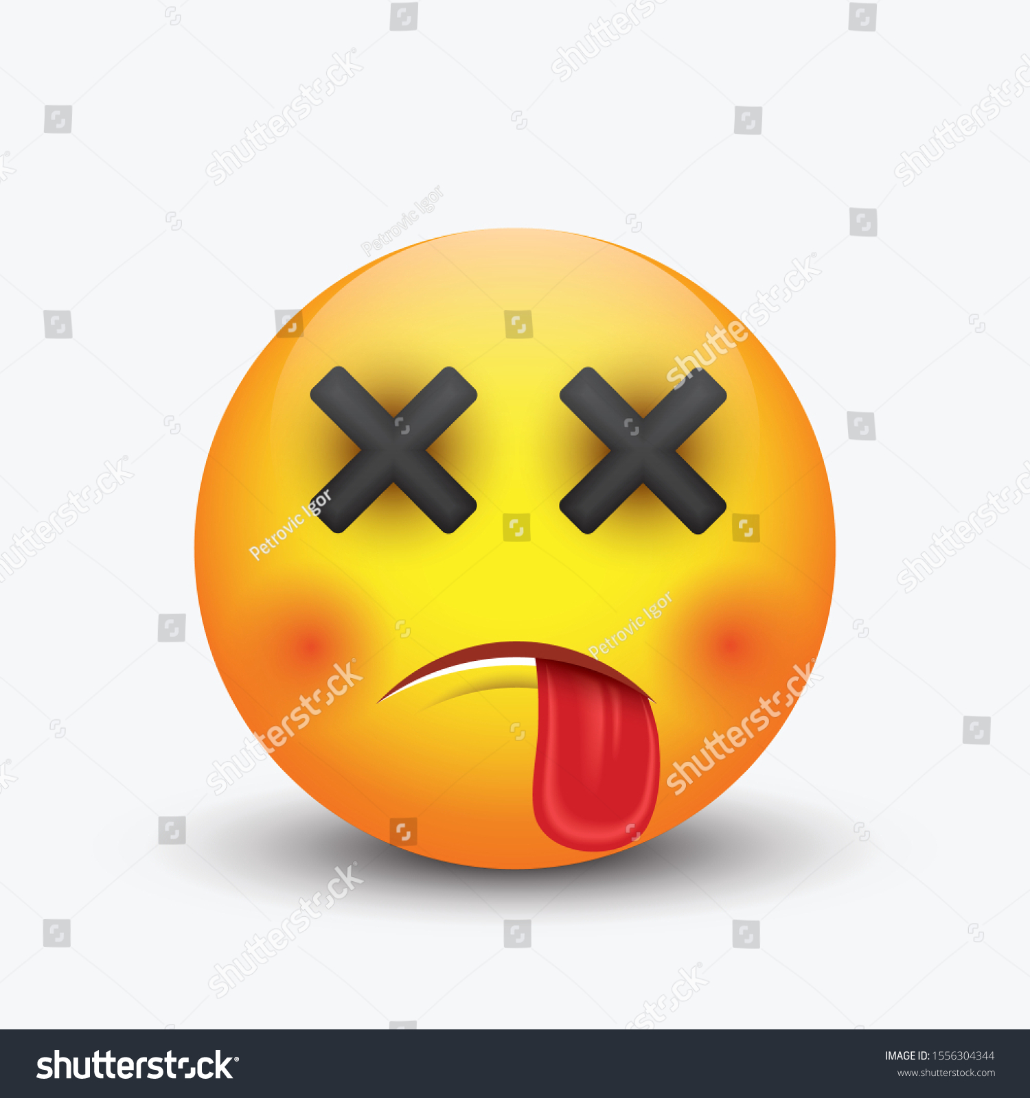 Emoji with crossed eyes, dead emoticon - vector - Royalty Free Stock ...