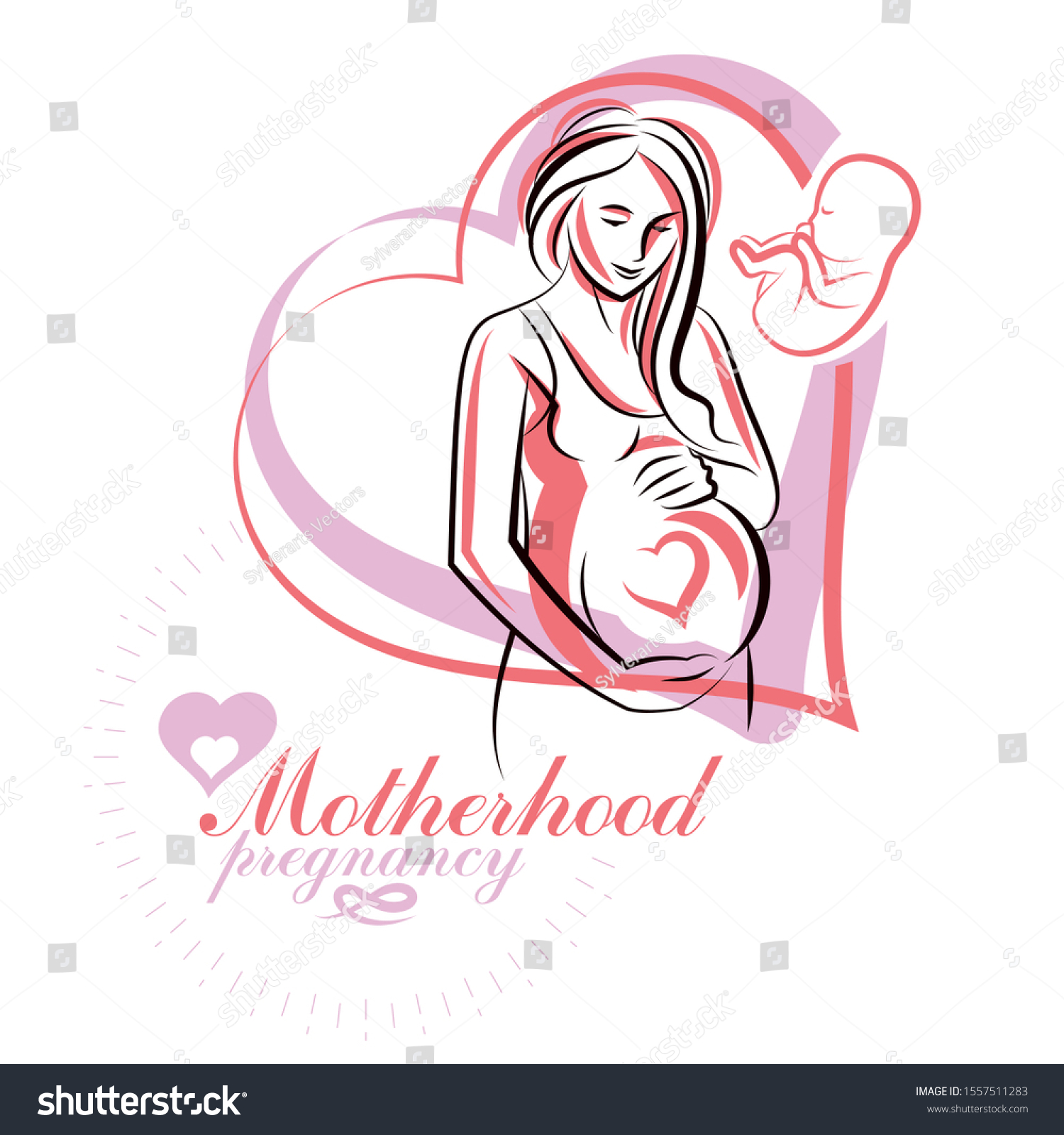 Pregnant Woman Elegant Body Silhouette Sketchy Royalty Free Stock Vector 1557511283 