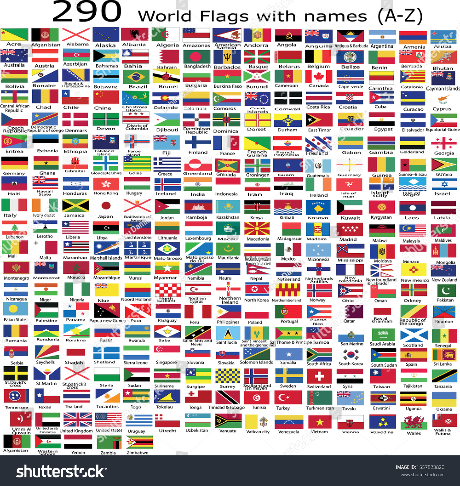 World flags with names illustrator vector file - Royalty Free Stock ...