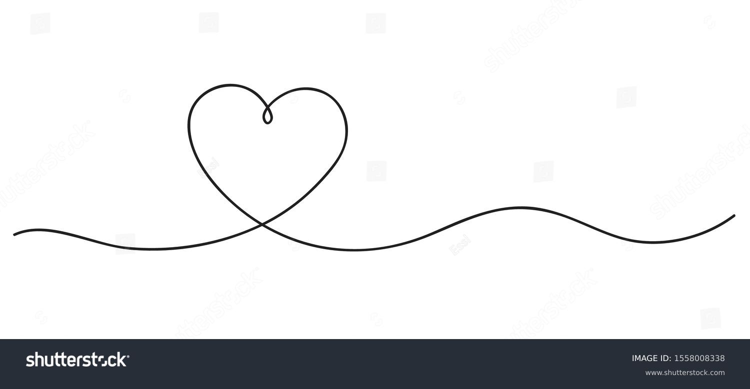 Heart. Continuous line art drawing. Hand drawn doodle vector illustration in a continuous line. Line art decorative design #1558008338