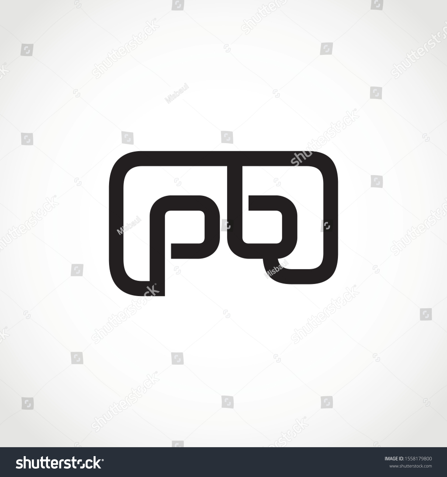 Letter Pb Linked Round Lowercase Logo Vector Royalty Free Stock