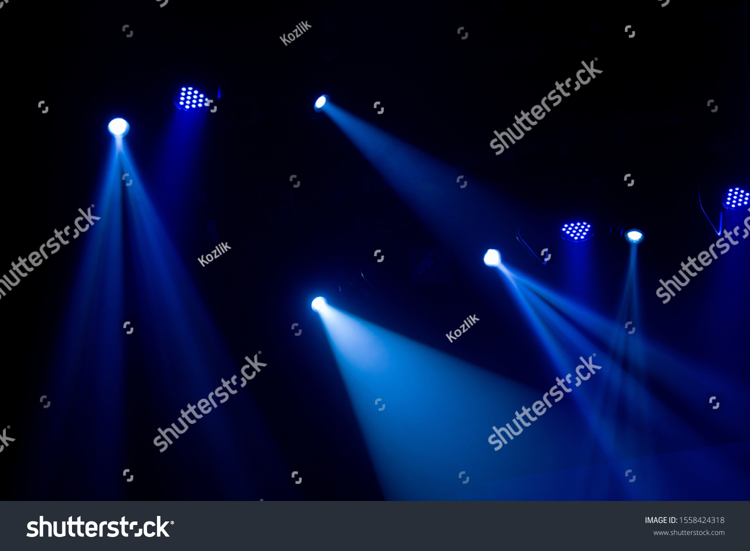 scene, stage light with colored spotlights and smoke #1558424318