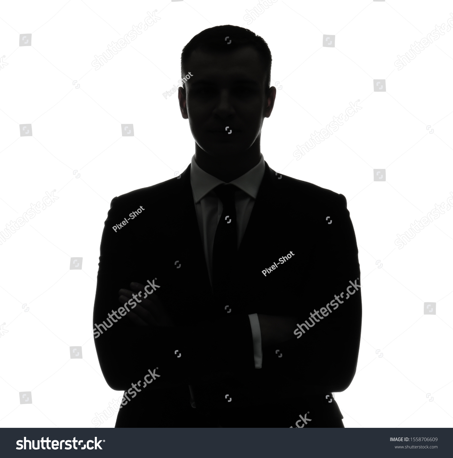 Silhouette of handsome businessman on white background #1558706609