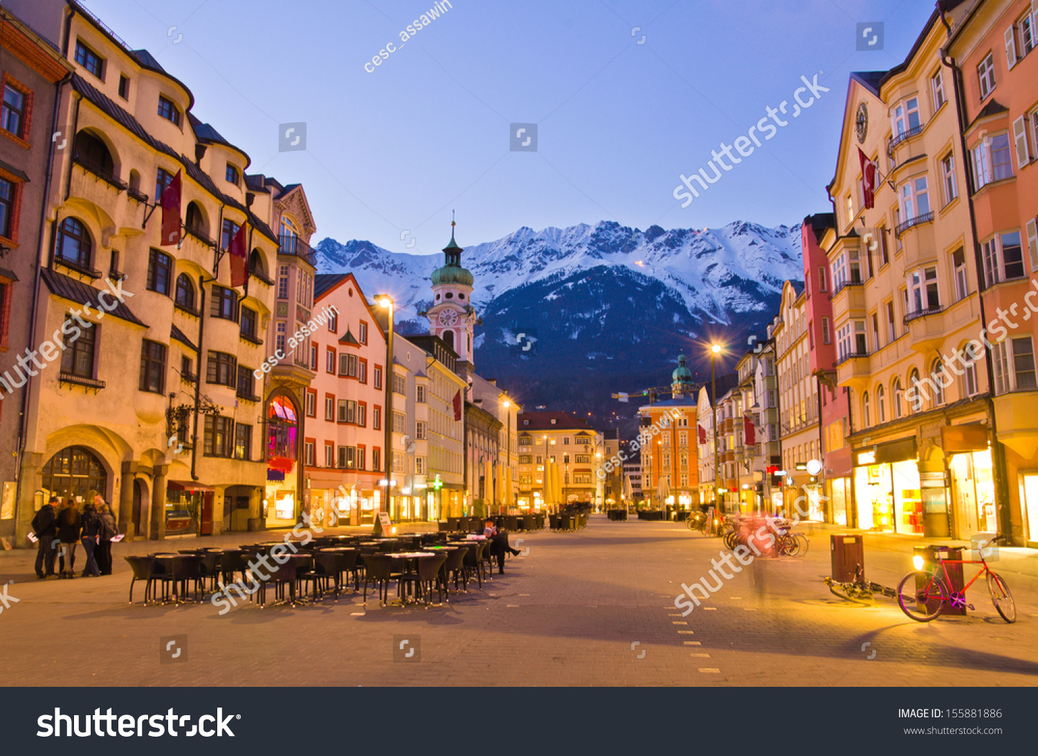 Evening scene in Innsbruck, Austria. #155881886