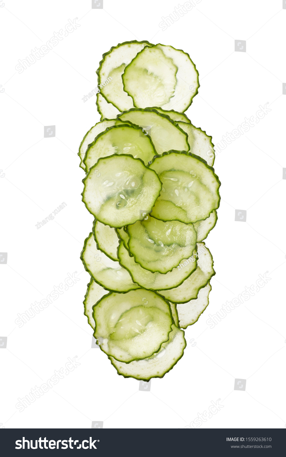Fresh slice cucumber on white background #1559263610